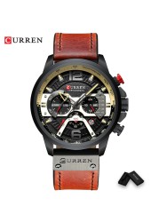 CURREN Casual Sport Watch Blue Watch Men Luxury Military Leather Wrist Watch Man Watch Fashion Chronograph Relogio Masculino