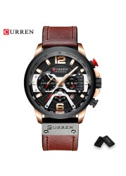 CURREN Casual Sport Watch Blue Watch Men Luxury Military Leather Wrist Watch Man Watch Fashion Chronograph Relogio Masculino