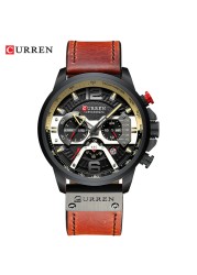 CURREN Casual Sport Watch Blue Watch Men Luxury Military Leather Wrist Watch Man Watch Fashion Chronograph Relogio Masculino