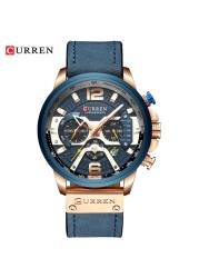 CURREN Casual Sport Watch Blue Watch Men Luxury Military Leather Wrist Watch Man Watch Fashion Chronograph Relogio Masculino