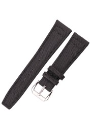 Nylon Canvas + Genuine Leather Watchband 20mm 21mm 22mm Black Green Blue Women Men Watch Band Strap With Pin Buckle