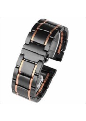 Ceramic Band for Samsung Galaxy Watch 4 40/44mm Watch4 Classic 42/46mm Quick Release Strap with Butterfly Buckle Bracket Watch