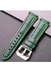 Genuine leather watches black brown red blue green orange women men watch strap for bam accessories 20mm 22mm 24mm