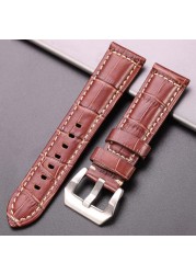 Genuine leather watches black brown red blue green orange women men watch strap for bam accessories 20mm 22mm 24mm