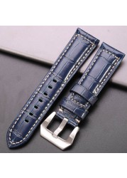 Genuine leather watches black brown red blue green orange women men watch strap for bam accessories 20mm 22mm 24mm