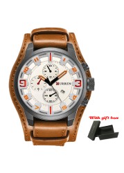 CURREN Top Brand Luxury Men's Watches Men's Watches Date Sports Military Watch Leather Strap Quartz Business Men Watch Gift 8225