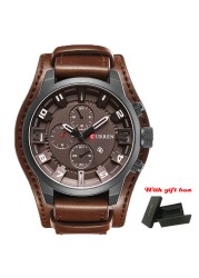 CURREN Top Brand Luxury Men's Watches Men's Watches Date Sports Military Watch Leather Strap Quartz Business Men Watch Gift 8225