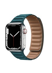 حزام ل سوار ساعة يد آبل رابط جلدية حلقة 44 مللي متر 40 مللي متر iWatch سلسلة 7 6 SE 5 4 3 2 1 watchbands سوار 42 مللي متر 38 مللي متر الأساور