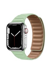 حزام ل سوار ساعة يد آبل رابط جلدية حلقة 44 مللي متر 40 مللي متر iWatch سلسلة 7 6 SE 5 4 3 2 1 watchbands سوار 42 مللي متر 38 مللي متر الأساور