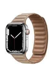 حزام ل سوار ساعة يد آبل رابط جلدية حلقة 44 مللي متر 40 مللي متر iWatch سلسلة 7 6 SE 5 4 3 2 1 watchbands سوار 42 مللي متر 38 مللي متر الأساور