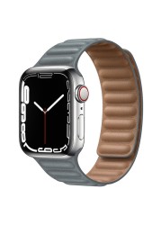 حزام ل سوار ساعة يد آبل رابط جلدية حلقة 44 مللي متر 40 مللي متر iWatch سلسلة 7 6 SE 5 4 3 2 1 watchbands سوار 42 مللي متر 38 مللي متر الأساور