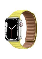 حزام ل سوار ساعة يد آبل رابط جلدية حلقة 44 مللي متر 40 مللي متر iWatch سلسلة 7 6 SE 5 4 3 2 1 watchbands سوار 42 مللي متر 38 مللي متر الأساور