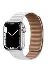 حزام ل سوار ساعة يد آبل رابط جلدية حلقة 44 مللي متر 40 مللي متر iWatch سلسلة 7 6 SE 5 4 3 2 1 watchbands سوار 42 مللي متر 38 مللي متر الأساور