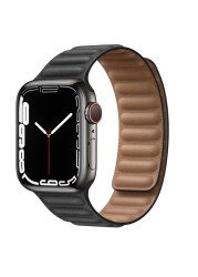 حزام ل سوار ساعة يد آبل رابط جلدية حلقة 44 مللي متر 40 مللي متر iWatch سلسلة 7 6 SE 5 4 3 2 1 watchbands سوار 42 مللي متر 38 مللي متر الأساور