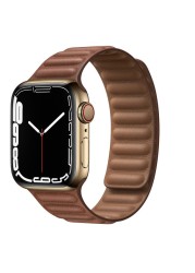 حزام ل سوار ساعة يد آبل رابط جلدية حلقة 44 مللي متر 40 مللي متر iWatch سلسلة 7 6 SE 5 4 3 2 1 watchbands سوار 42 مللي متر 38 مللي متر الأساور