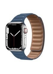 حزام ل سوار ساعة يد آبل رابط جلدية حلقة 44 مللي متر 40 مللي متر iWatch سلسلة 7 6 SE 5 4 3 2 1 watchbands سوار 42 مللي متر 38 مللي متر الأساور