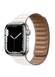 حزام ل سوار ساعة يد آبل رابط جلدية حلقة 44 مللي متر 40 مللي متر iWatch سلسلة 7 6 SE 5 4 3 2 1 watchbands سوار 42 مللي متر 38 مللي متر الأساور