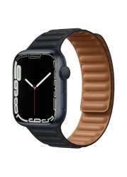 حزام ل سوار ساعة يد آبل رابط جلدية حلقة 44 مللي متر 40 مللي متر iWatch سلسلة 7 6 SE 5 4 3 2 1 watchbands سوار 42 مللي متر 38 مللي متر الأساور