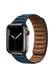 حزام ل سوار ساعة يد آبل رابط جلدية حلقة 44 مللي متر 40 مللي متر iWatch سلسلة 7 6 SE 5 4 3 2 1 watchbands سوار 42 مللي متر 38 مللي متر الأساور