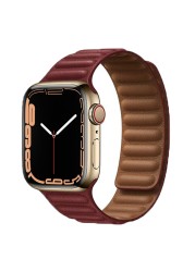 حزام ل سوار ساعة يد آبل رابط جلدية حلقة 44 مللي متر 40 مللي متر iWatch سلسلة 7 6 SE 5 4 3 2 1 watchbands سوار 42 مللي متر 38 مللي متر الأساور