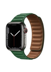 حزام ل سوار ساعة يد آبل رابط جلدية حلقة 44 مللي متر 40 مللي متر iWatch سلسلة 7 6 SE 5 4 3 2 1 watchbands سوار 42 مللي متر 38 مللي متر الأساور