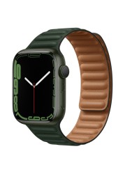 حزام ل سوار ساعة يد آبل رابط جلدية حلقة 44 مللي متر 40 مللي متر iWatch سلسلة 7 6 SE 5 4 3 2 1 watchbands سوار 42 مللي متر 38 مللي متر الأساور