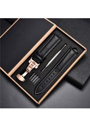 Leather Straps With Box For Samsung Galaxy Watch 4 40mm 44mm/4 Classic 42mm 46mm Active 2 Band Replacement Watchband Bracelets