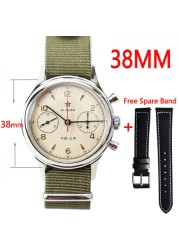 Seagull movement 1963 chronograph men's watch 38mm pilot st1901 mechanical sapphire men's watches 40mm montre homme military