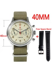 Seagull movement 1963 chronograph men's watch 38mm pilot st1901 mechanical sapphire men's watches 40mm montre homme military