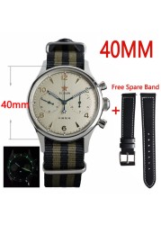 Seagull movement 1963 chronograph men's watch 38mm pilot st1901 mechanical sapphire men's watches 40mm montre homme military