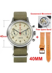 Seagull movement 1963 chronograph men's watch 38mm pilot st1901 mechanical sapphire men's watches 40mm montre homme military