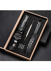 Top luxury crocodile pattern watchband leather straps 18mm 20mm 22mm 24mm with stainless steel automatic clasp wristwatch band