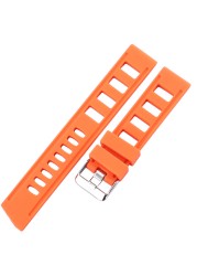 Rubber Watchbands Bracelet 20mm 22mm Orange Blue Black Women Men Waterproof Soft Silicone Watch Band Strap with Polished Buckle