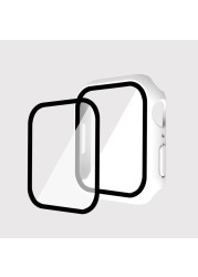 Case With Screen Protector For Apple Watch Series 7 45mm 41mm Hard PC Full Face Protector Bumper Cover Case For iWatch 7 45mm Series