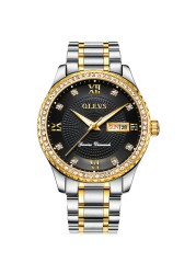 OLEVS Luxury Fashion Men's Quartz Watch Diamond Stainless Steel Watch Waterproof Business Date Sport Men's Watch Exquisite Gift