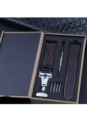 Quick release crocodile genuine leather watch strap parts red white 20mm 22mm animal skin straps with wooden box and tool