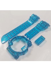 DW8200 Watchband Ice Bezel Transparent Watchband and Cover Customize Colorful Silicone Bracelet Replacement for DW8200 with Tools