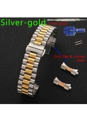 Solid Stainless Steel Watch Band 12mm 13 14 16 17 18mm 19 20mm 21 22mm Replacement Watch Strap 3 Rows Wristband Bracelet w/Tools