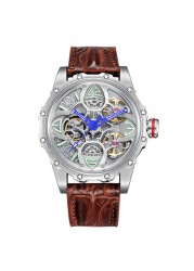 HANBORO Double Flywheel Hollow Automatic Mechanical Watches Men Brand Waterproof Luminous Man Watch Fashion relogio masculino