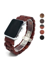 Wooden Watch Strap For Apple Watch Series 6 5 SE 4 3 Band 44mm 38mm 42mm Bracelet Iwatch 5 40mm Strap Wristband Band Accessories