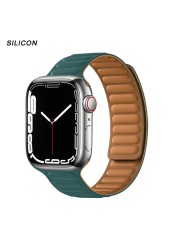 Silicone Suitable for Apple Watch Band Leather Link 44mm 45mm iWatch Series 7 6 SE 5 4 3 Watch Strap Bracelet 42mm 38mm Wristband