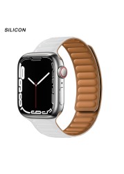 Silicone Suitable for Apple Watch Band Leather Link 44mm 45mm iWatch Series 7 6 SE 5 4 3 Watch Strap Bracelet 42mm 38mm Wristband