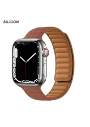 Silicone Suitable for Apple Watch Band Leather Link 44mm 45mm iWatch Series 7 6 SE 5 4 3 Watch Strap Bracelet 42mm 38mm Wristband