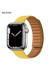 Silicone Suitable for Apple Watch Band Leather Link 44mm 45mm iWatch Series 7 6 SE 5 4 3 Watch Strap Bracelet 42mm 38mm Wristband