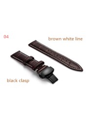 Genuine Leather Watch Band Strap Stainless Steel Butterfly Clasp 14mm 15mm 16mm 17mm 18mm 19mm 20m 21mm 22mm 24mm Watchband Tool