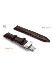 Genuine Leather Watch Band Strap Stainless Steel Butterfly Clasp 14mm 15mm 16mm 17mm 18mm 19mm 20m 21mm 22mm 24mm Watchband Tool