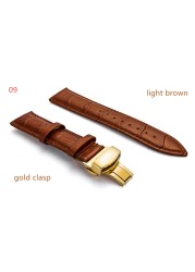 Genuine Leather Watch Band Strap Stainless Steel Butterfly Clasp 14mm 15mm 16mm 17mm 18mm 19mm 20m 21mm 22mm 24mm Watchband Tool