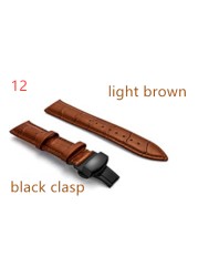 Genuine Leather Watch Band Strap Stainless Steel Butterfly Clasp 14mm 15mm 16mm 17mm 18mm 19mm 20m 21mm 22mm 24mm Watchband Tool