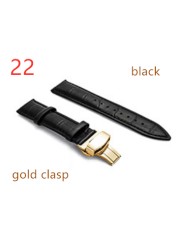 Genuine Leather Watch Band Strap Stainless Steel Butterfly Clasp 14mm 15mm 16mm 17mm 18mm 19mm 20m 21mm 22mm 24mm Watchband Tool