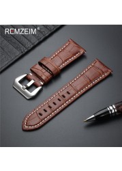 Remz Plaid - Genuine Leather Watch Strap, Blue Watch Strap, Solid Metal Buckle Watch Accessories, 20 22 24 26mm, New